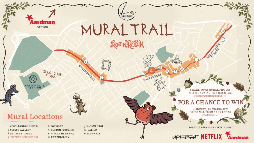 Aardman's Robin Robin Mural Trail map